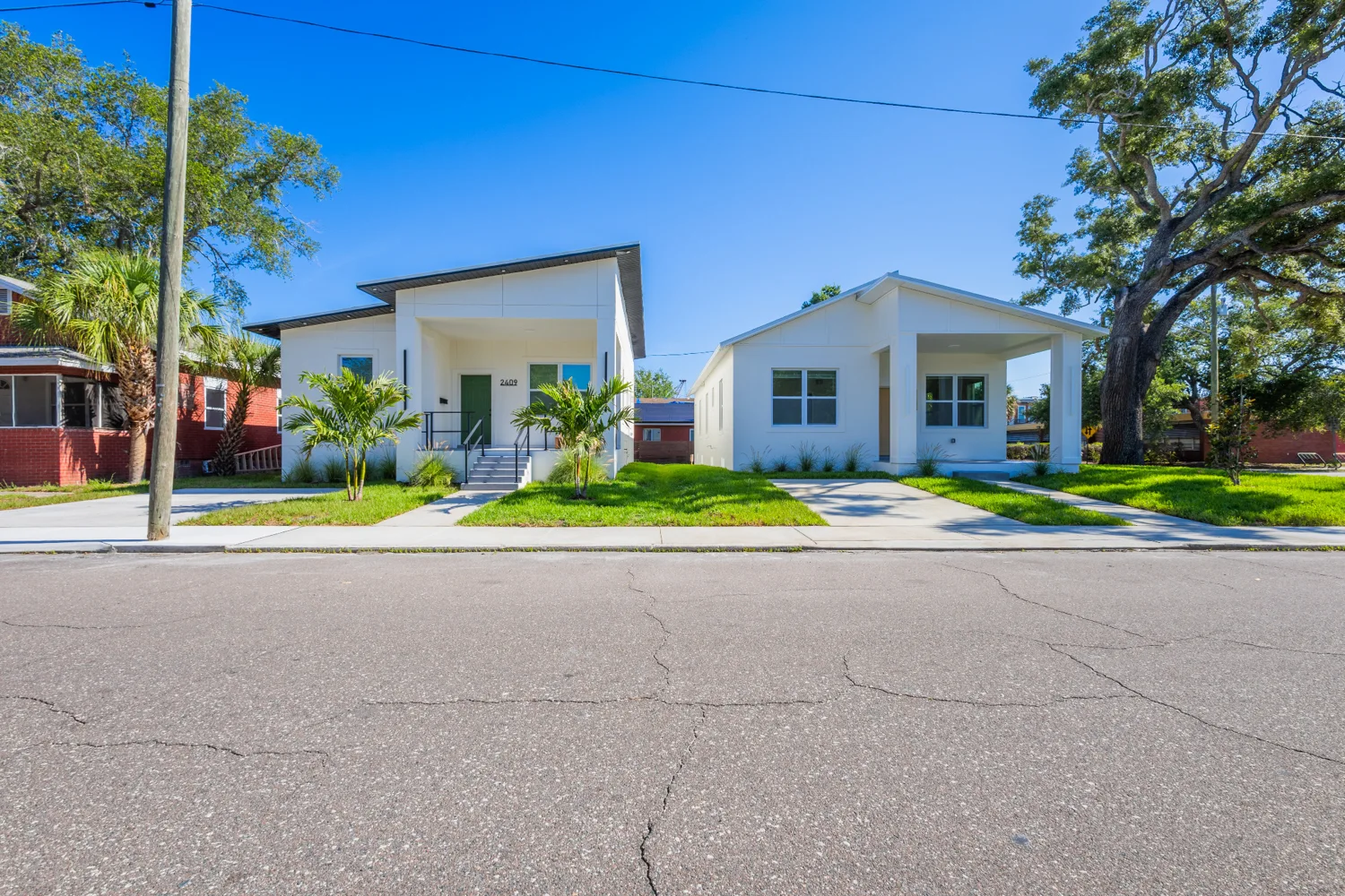 White Florida home photographed from the street